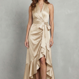 VESTIDO MAXI DE NOCHE CON SILUETA DRAPEADA DE SATÉN