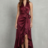 VESTIDO MAXI DE NOCHE CON SILUETA DRAPEADA DE SATÉN