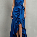 VESTIDO MAXI DE NOCHE CON SILUETA DRAPEADA DE SATÉN