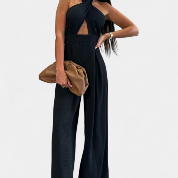 Jessica Mono Halter Cruzado sin Espalda y Pierna Ancha
