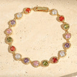 Pulsera de corazón retro dorada "Amor Arcoíris"