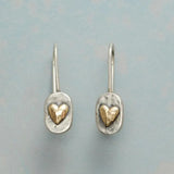 Pendientes retro en forma de corazón en plata con detalles dorados