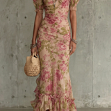 VESTIDO MAXI CON SILUETA FLORAL ROMÁNTICA