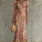 VESTIDO MAXI CON SILUETA FLORAL ROMÁNTICA