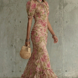 VESTIDO MAXI CON SILUETA FLORAL ROMÁNTICA