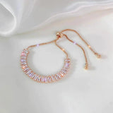 Pulsera Ajustable de Circonita en Oro y Plata