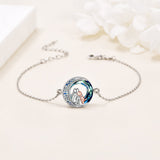 Pulsera Ajustable con Perro Colgante de Plata