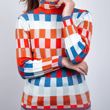 Erika - Suéter de Cuello Alto Patchwork