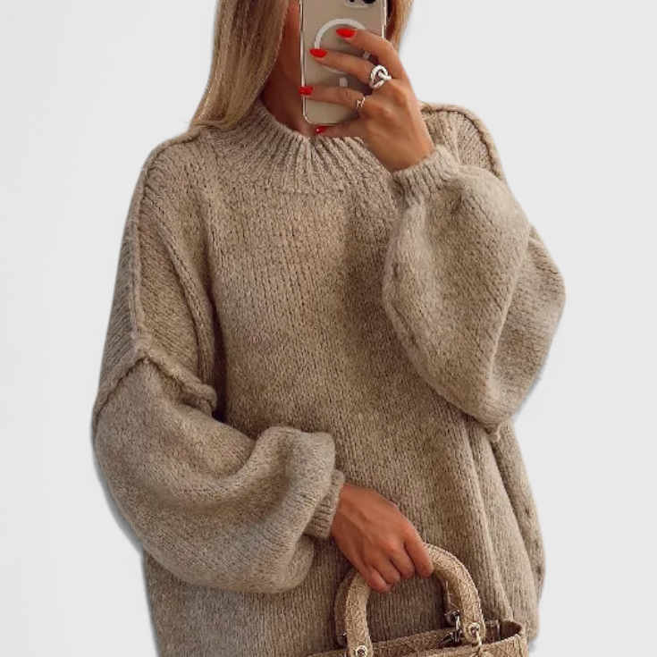 Cassia Jersey de Punto Oversized con Mangas Globo
