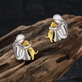 Pendientes de Abrazo en Dos Tonos, Plateado y Dorado