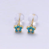 Pendientes de Uña con Flor Delgada