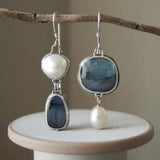 Pendientes de Piedra Azul Natural