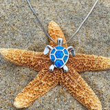 Conjunto de Collar y Pendientes de Tortuga Marina en Ópalo y Plata