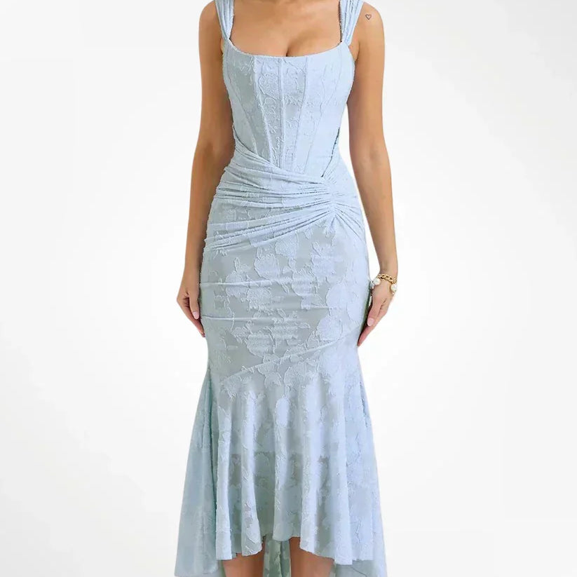 VESTIDO LARGO CON CORSET Y MODELADO ELEGANTE