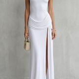 VESTIDO MAXI SIN MANGAS CON CUELLO ALTO Y ABERTURA