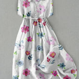 María | Vestido Floral con Cintura Ajustable y Cordones
