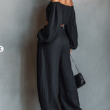 Aurora | Conjunto de hombros al descubierto con pantalón ancho