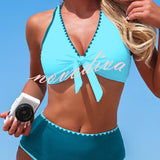 BIKINI DE DOS PIEZAS DE TIRO ALTO CON ACABADOS EN CONTRASTE