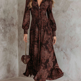 Claudia | Vestido maxi con estampado paisley y realce en la cintura