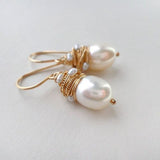Pendientes Vintage de Perlas con Hilos de Oro