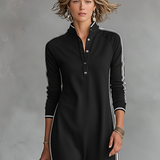Andressa | Vestido Maxi de Sudadera con Cuello de Botón