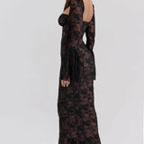 VESTIDO LARGO DE ENCAJE CON ELEGANCIA ROMÁNTICA