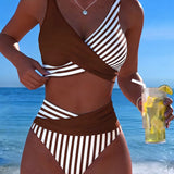 Bikini Cruzado Rayado Impreso