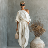 Nina | Conjunto de Lino con Hombros Descubiertos