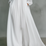 Alba | Vestido Maxi de Lino Patchwork con Cuello Alto