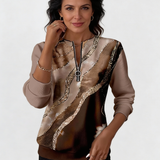 Valeria Brisa™ – Sudadera con Cremallera Cuarto y Estampado Abstracto