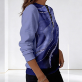 Valeria Brisa™ – Sudadera con Cremallera Cuarto y Estampado Abstracto