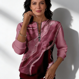 Valeria Brisa™ – Sudadera con Cremallera Cuarto y Estampado Abstracto
