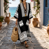 Vestido caftán "Aitana" – Estampado Monocromático Chic