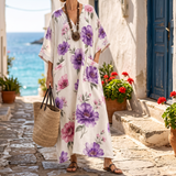 Vestido caftán "Daniela" – Flores Lavanda Románticas
