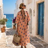 Vestido caftán "Noelia" – Estampado de Estrellas Moderno