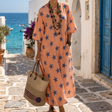 Vestido caftán "Noelia" – Estampado de Estrellas Moderno