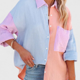Juniper Blusa de Botones en Bloque de Color