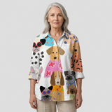Martina | Camisa casual con perro de caricatura colorido